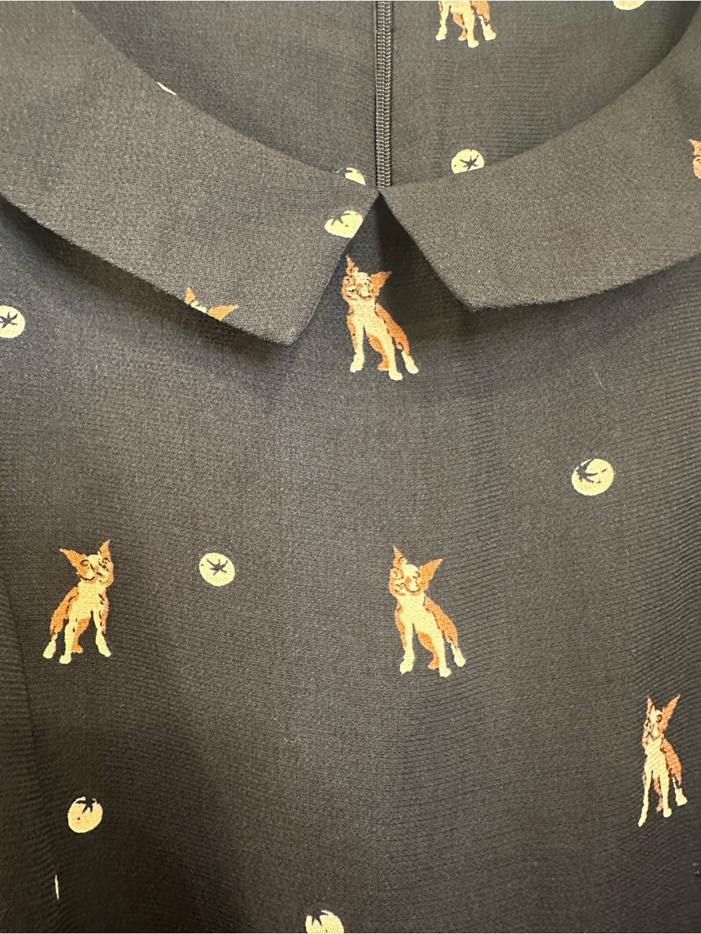 Atmosphere Black Sleeveless Peter Pan Collar Romper with Dog Print